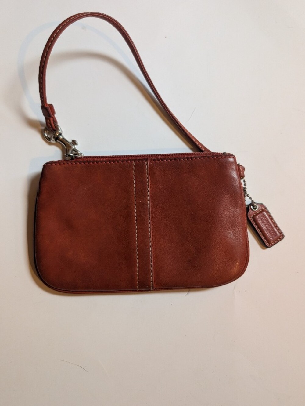 Coach Leather Wristlet Clutch in Chestnut/Burnt Orange In GUC